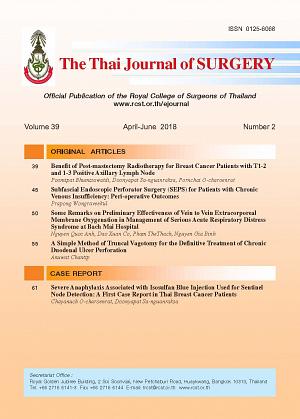 The Thai Journal of Surgery Volume 39 April-June 2018 Number 2