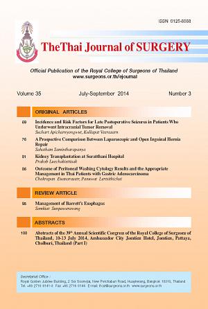 The Thai Journal of Surgery Volume 35 July-September 2014 Number 3