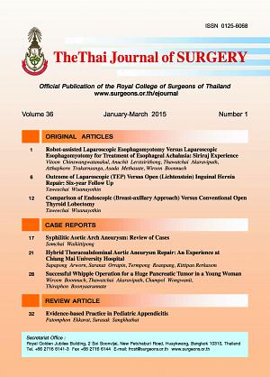 The Thai Journal of Surgery Volume 36 January-March 2015 Number 1