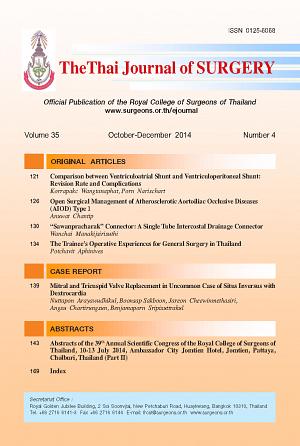 The Thai Journal of Surgery Volume 35 October-December 2014 Number 4