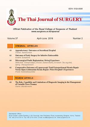 The Thai Journal of Surgery Volume 37 April-June 2016 Number 2