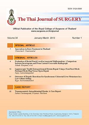 The Thai Journal of Surgery Volume 34 January-March 2013 Number 1