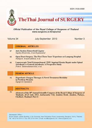 The Thai Journal of Surgery Volume 34 July-September 2013 Number 3