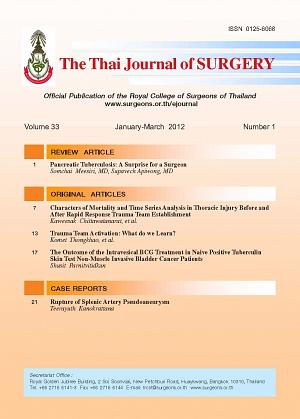 The Thai Journal of Surgery Volume 33 January-March 2012  Number 1