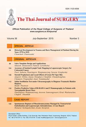 The Thai Journal of Surgery Volume 36 July-September 2015 Number 3