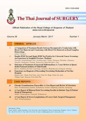 The Thai Journal of Surgery Volume 38 January-March 2017 Number 1